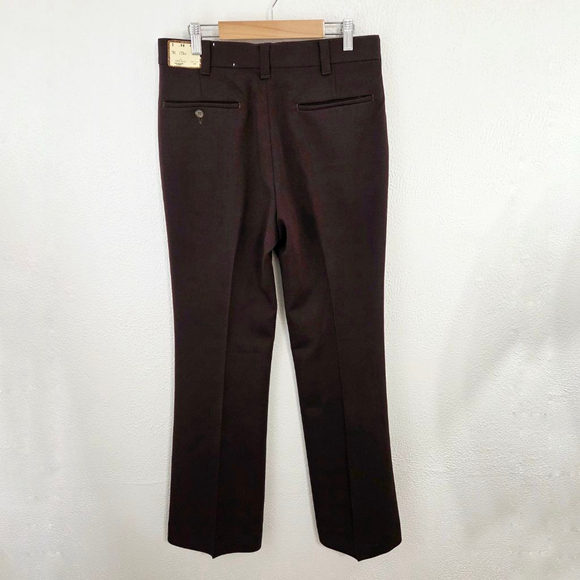 Vintage Lee Tack Flare Slack dark brown men's polyester pants size 30 deadstock